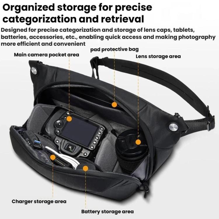 BANGE XJ328 Men DSLR Camera Storage Bag Portable Travel Multi-Functional Crossbody Bag - Black