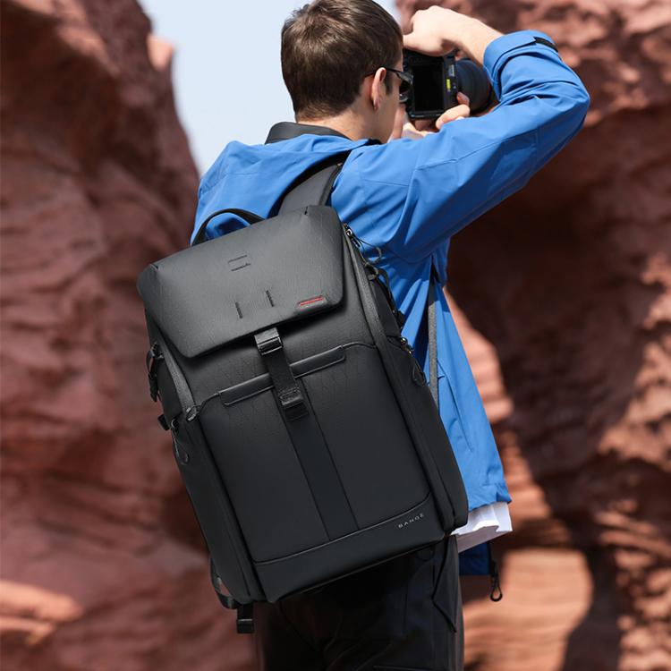 BANGE SJ327 Large Capacity Commuter Travel Backpack Shock-Resistant Laptop Camera Bag - Black
