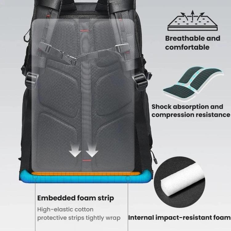 BANGE SJ327 Large Capacity Commuter Travel Backpack Shock-Resistant Laptop Camera Bag - Black