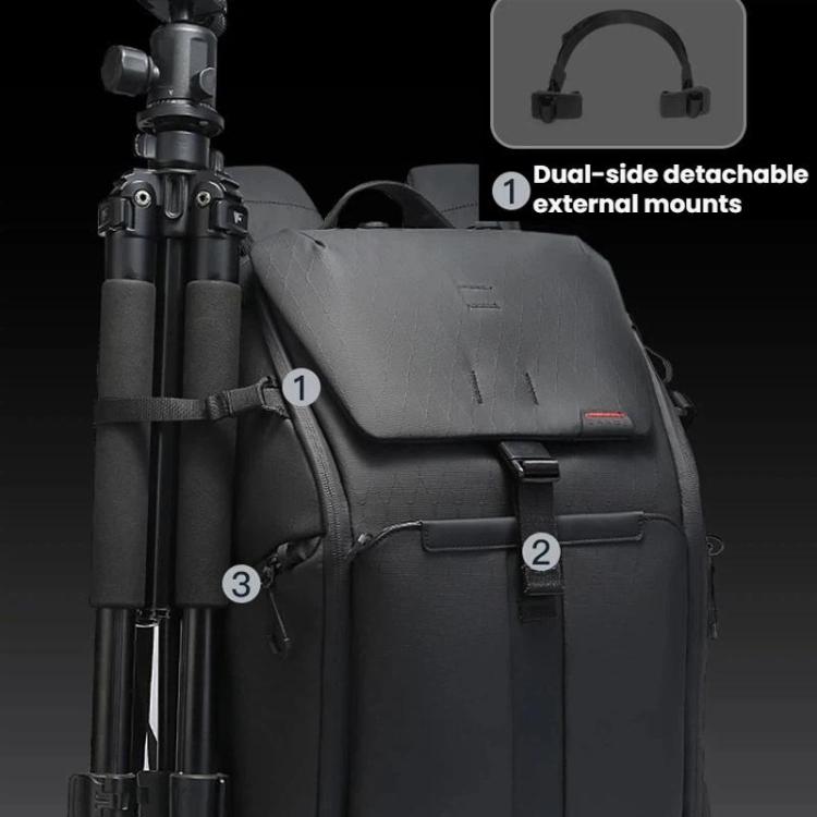 BANGE SJ327 Large Capacity Commuter Travel Backpack Shock-Resistant Laptop Camera Bag - Black