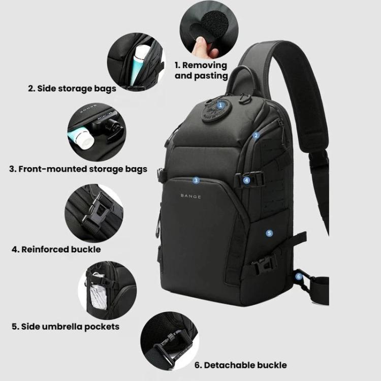 BANGE FW-231 Outdoor Cycling Chest Pack Men Multifunctional Durable Large-Capacity Crossbody Bag - Black