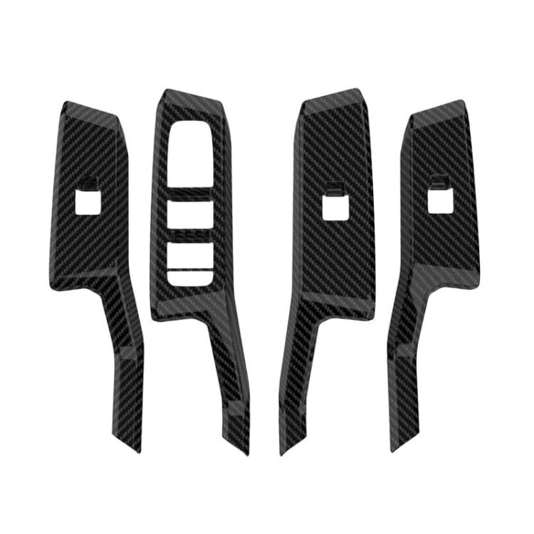 4pcs / Set For Toyota RAV4 / Wildlander Car Window Switch Panel Decorative Sticker LHD Carbon Fiber