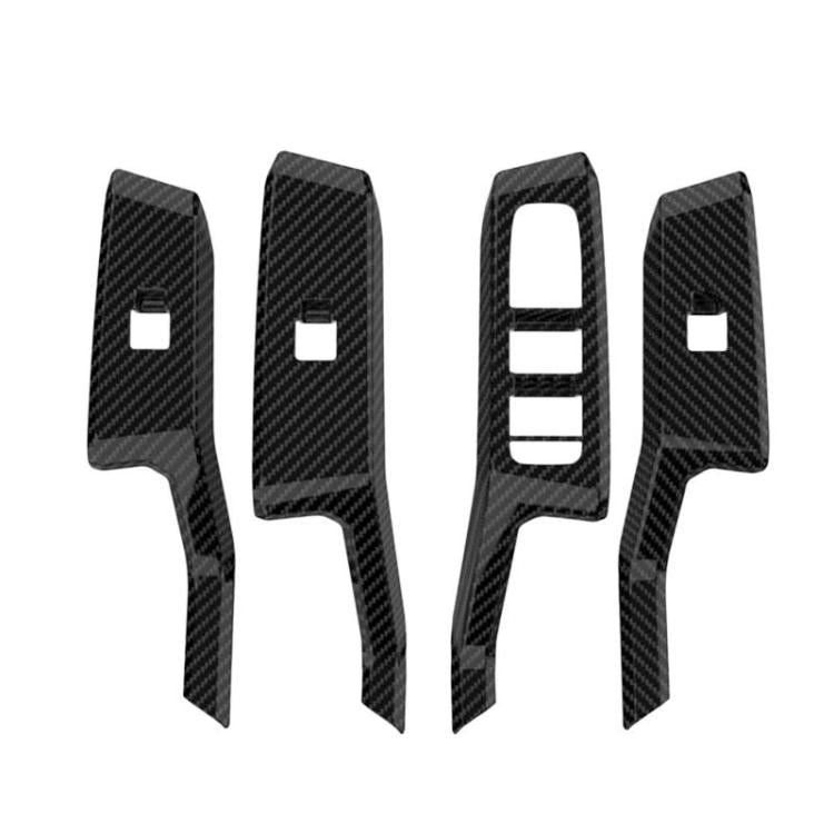 4pcs / Set For Toyota RAV4 / Wildlander Car Window Switch Panel Decorative Sticker RHD Carbon Fiber