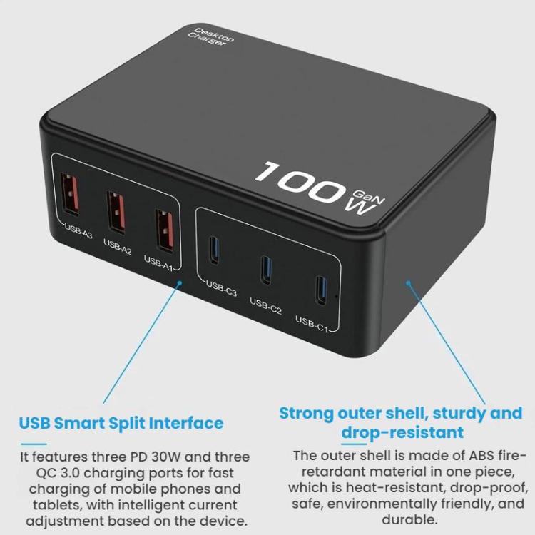 100W High-Power PD Fast Charging USB Multi-Port Charger