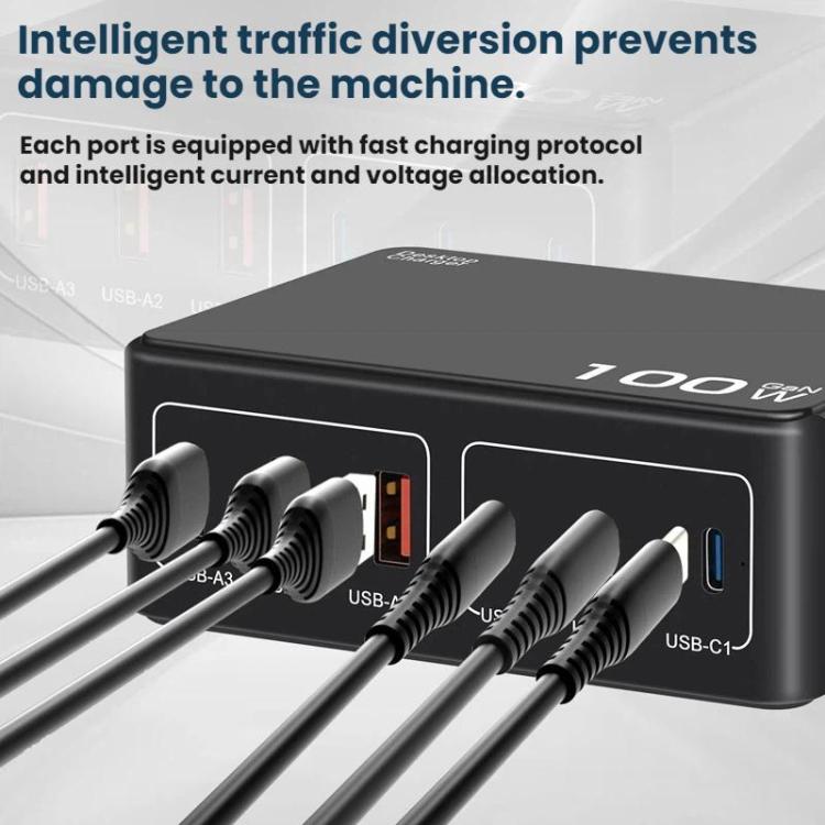 100W High-Power PD Fast Charging USB Multi-Port Charger