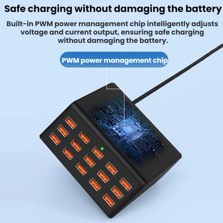 15-Port USB Power Strip Smart Fast Charging Charger - Kor Plug