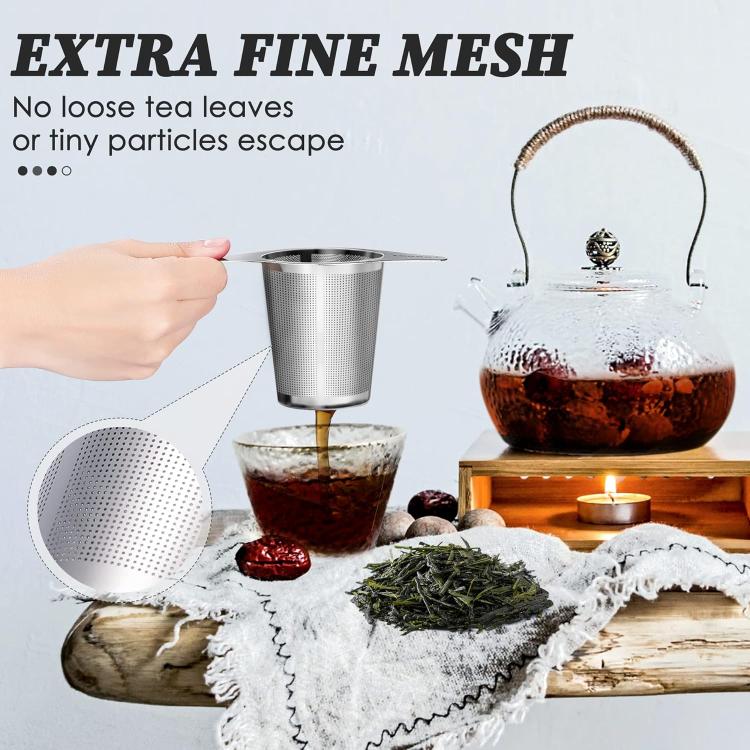 LsCook Oval Shape Dual Handle With Lid 304 Stainless Steel Tea Strainer Household Double-Handle Tea Filter