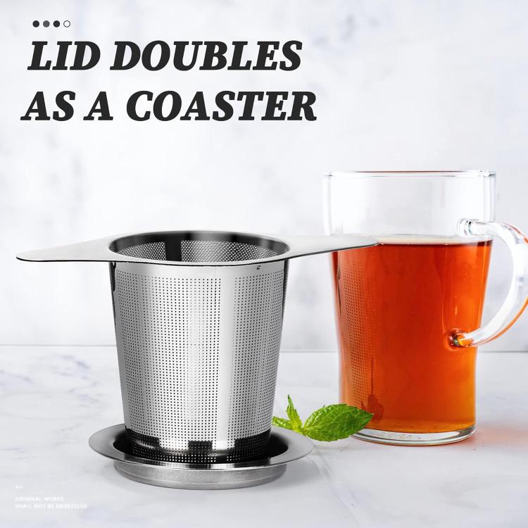 LsCook Oval Shape Dual Handle With Lid 304 Stainless Steel Tea Strainer Household Double-Handle Tea Filter
