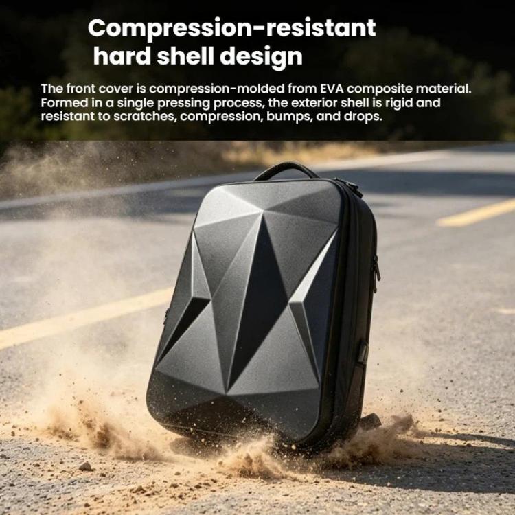 For DJI Avata 360 Hard Shell Backpack Waterproof Carrying Case For N3 Goggles/RC 2 Controller With 17-Inch Laptop Compartment - Black