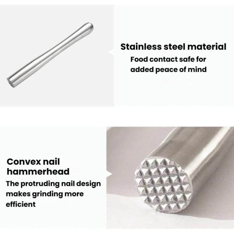 LsCook 30cm Slim Waist Satin Finish 304 Stainless Steel All-Metal Ice Crushing Cocktail Stirring Stick Fruit Lemon Muddler
