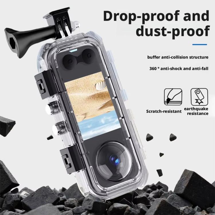 For Insta360 X5 Invisible Dive Case 45M/147ft Waterproof Underwater Housing Shell With Seamless 360 Degree Stitching PC Lens
