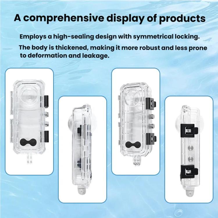 For Insta360 X5 Invisible Dive Case 45M/147ft Waterproof Underwater Housing Shell With Seamless 360 Degree Stitching PC Lens