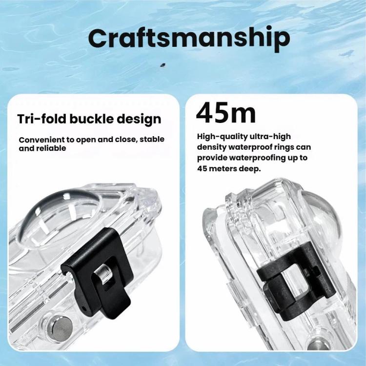 For Insta360 X5 Invisible Dive Case 45M/147ft Waterproof Underwater Housing Shell With Seamless 360 Degree Stitching PC Lens