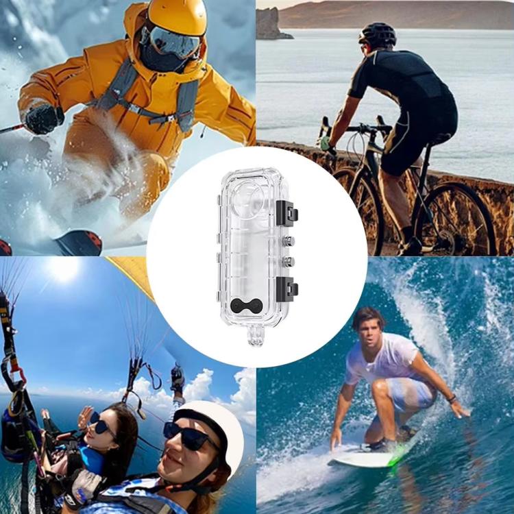 For Insta360 X5 Invisible Dive Case 45M/147ft Waterproof Underwater Housing Shell With Seamless 360 Degree Stitching PC Lens