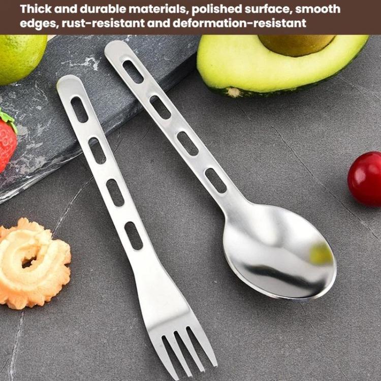LsCook 3-Piece Set Outdoor Camping Cutlery Set Stainless Steel Knife Fork Spoon