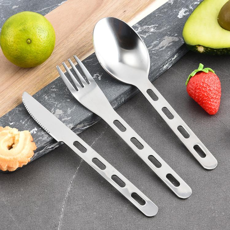 LsCook 3-Piece Set Outdoor Camping Cutlery Set Stainless Steel Knife Fork Spoon
