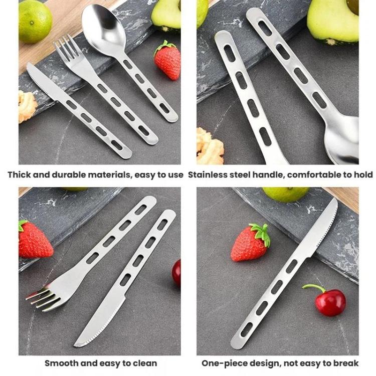LsCook 3-Piece Set Outdoor Camping Cutlery Set Stainless Steel Knife Fork Spoon