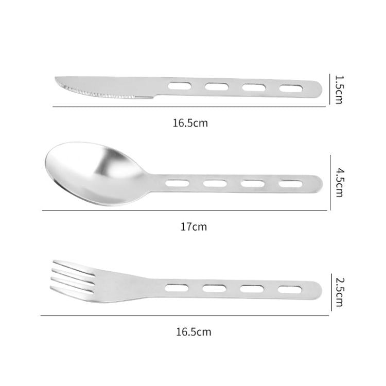 LsCook 3-Piece Set Outdoor Camping Cutlery Set Stainless Steel Knife Fork Spoon