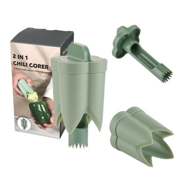 LsCook 3pcs /Box ABS Plastic Corer Pitting Tool Chili Seeder - Green Boxed