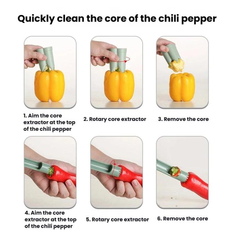 LsCook 3pcs /Box ABS Plastic Corer Pitting Tool Chili Seeder - Green Boxed