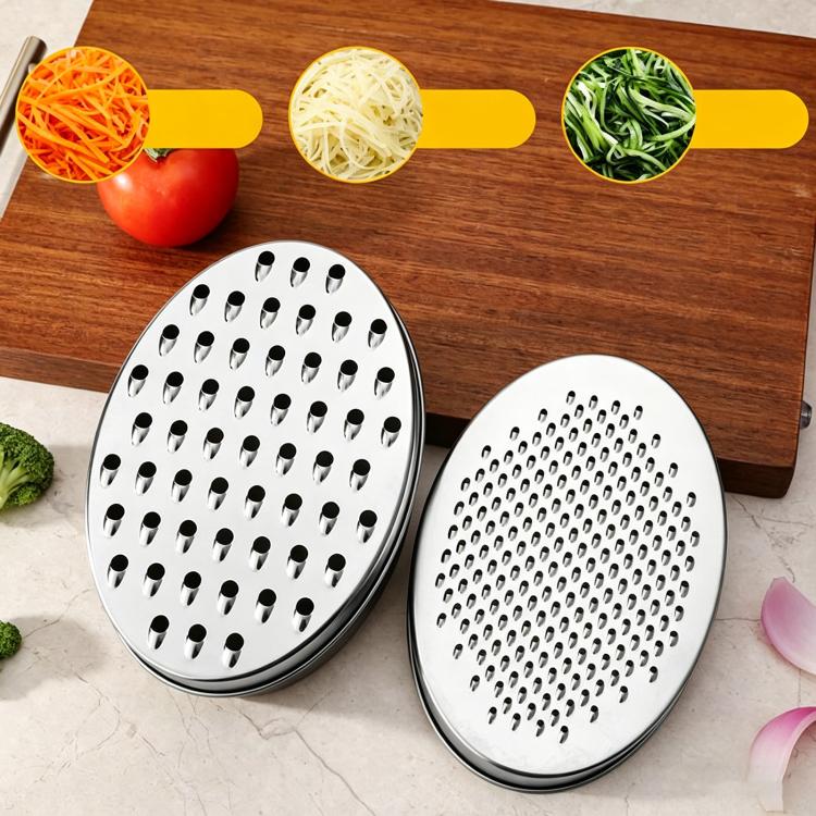 LsCook Kitchen Stainless Steel Grater Multi-Functional Vegetable Slicer with Storage Container, Spec: Black Container+2 Grating Discs+Brush