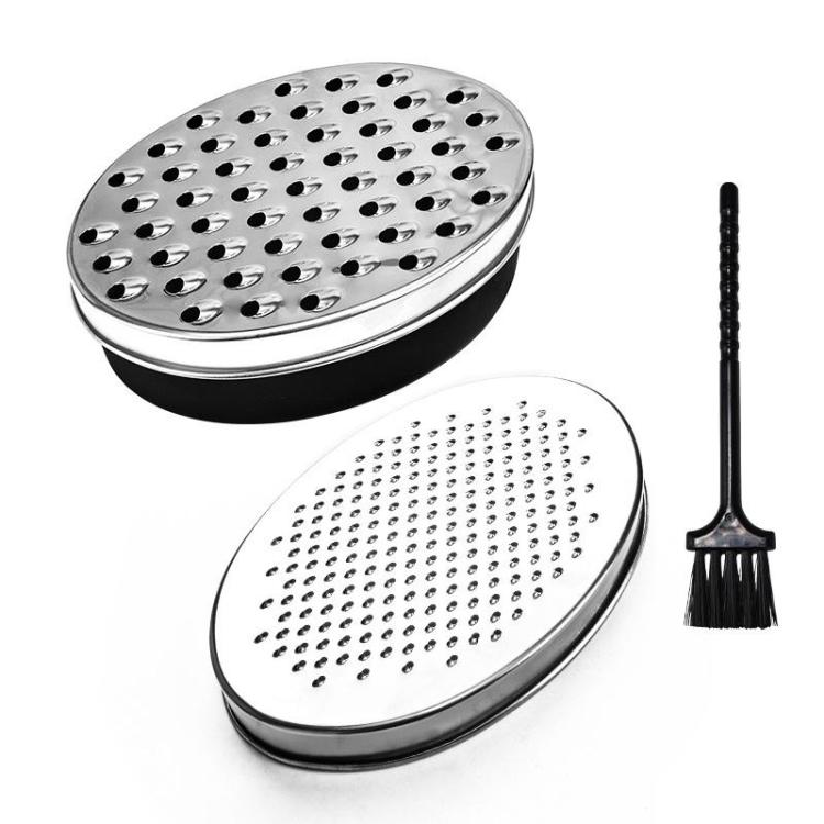 LsCook Kitchen Stainless Steel Grater Multi-Functional Vegetable Slicer with Storage Container, Spec: Black Container+2 Grating Discs+Brush