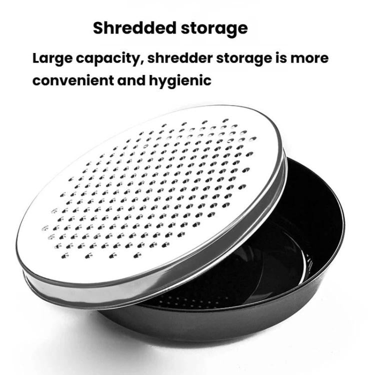 LsCook Kitchen Stainless Steel Grater Multi-Functional Vegetable Slicer with Storage Container, Spec: Black Container+2 Grating Discs+Brush