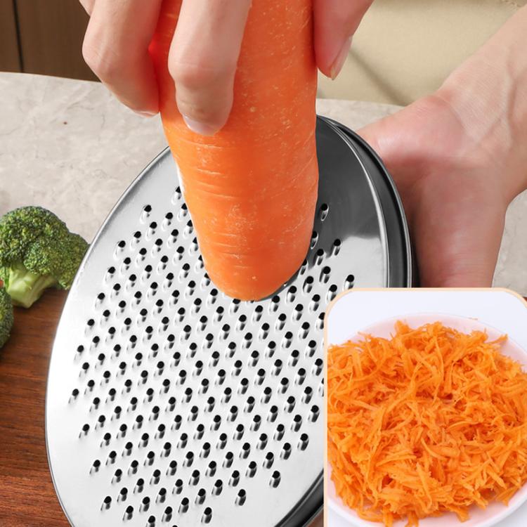 LsCook Kitchen Stainless Steel Grater Multi-Functional Vegetable Slicer with Storage Container, Spec: Black Container+2 Grating Discs+Brush