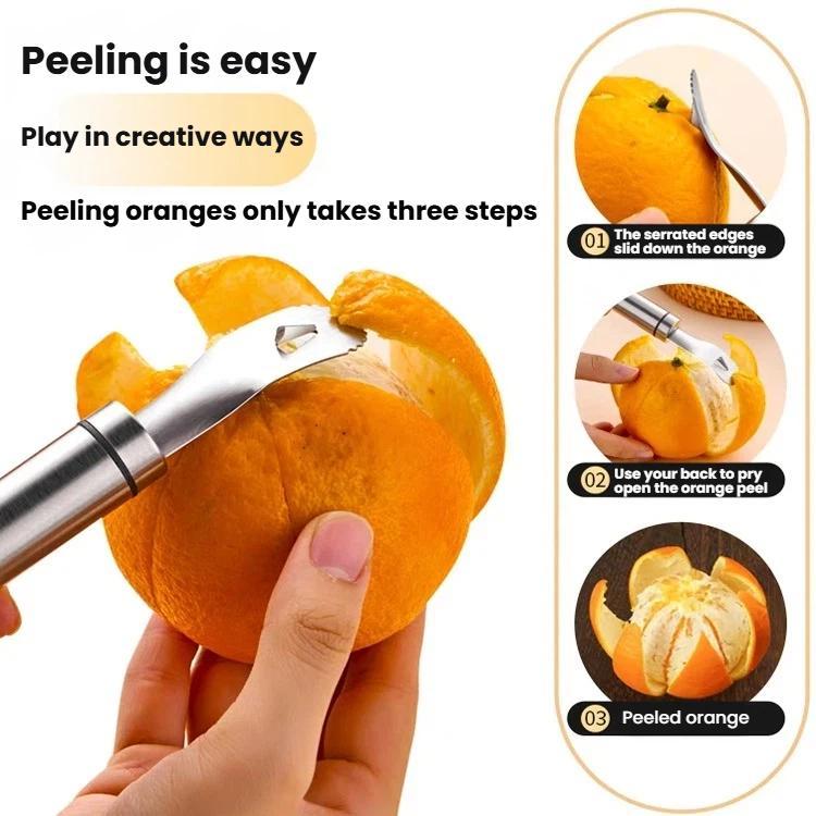 LsCook 304 Stainless Steel Orange Peeler Fruit Peeling Tool - Bagged