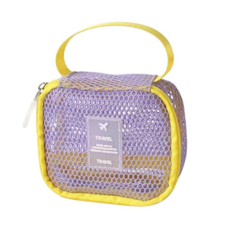 Mesh Multi-Functional Cosmetic Bag Large-Capacity Travel Makeup Storage Bag, Spec: Square Purple