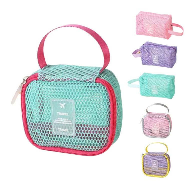Mesh Multi-Functional Cosmetic Bag Large-Capacity Travel Makeup Storage Bag, Spec: Square Pink