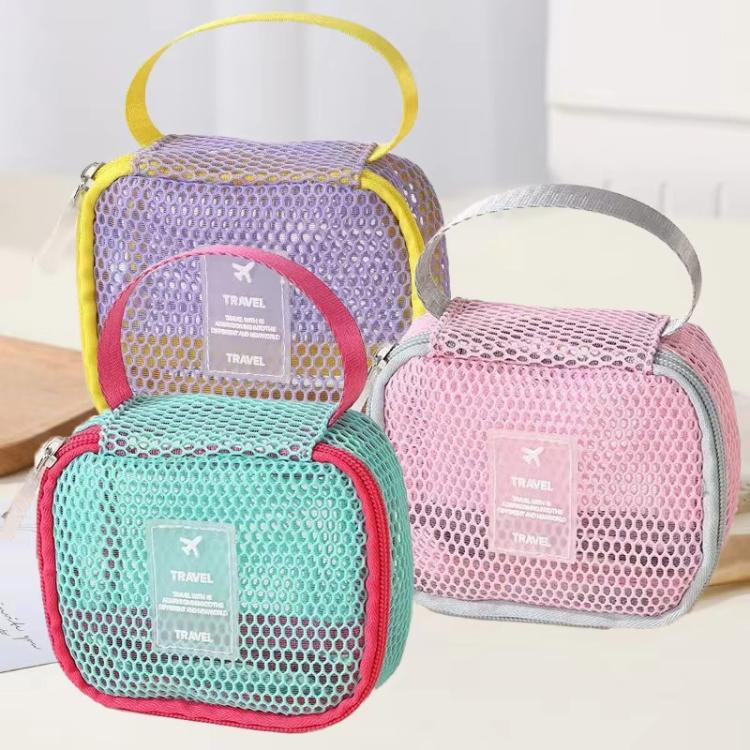 Mesh Multi-Functional Cosmetic Bag Large-Capacity Travel Makeup Storage Bag, Spec: Square Purple