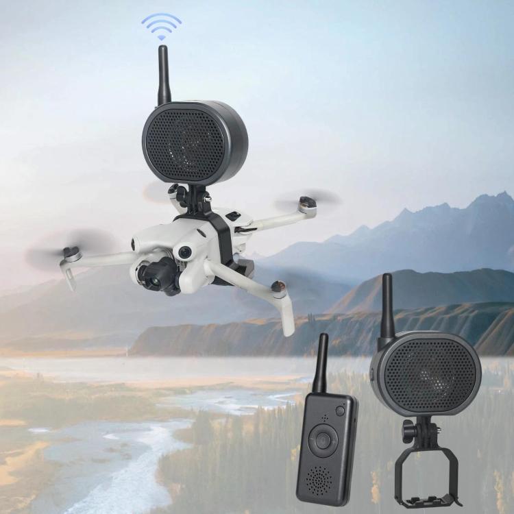 Drone Megaphone for DJI Mini 4 Pro 2000M Long Distance Wireless Speaker 120dB High Volume Loudspeaker - Black