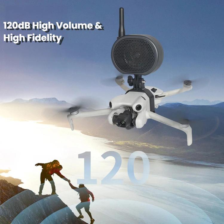 Drone Megaphone for DJI Mini 4 Pro 2000M Long Distance Wireless Speaker 120dB High Volume Loudspeaker - Black
