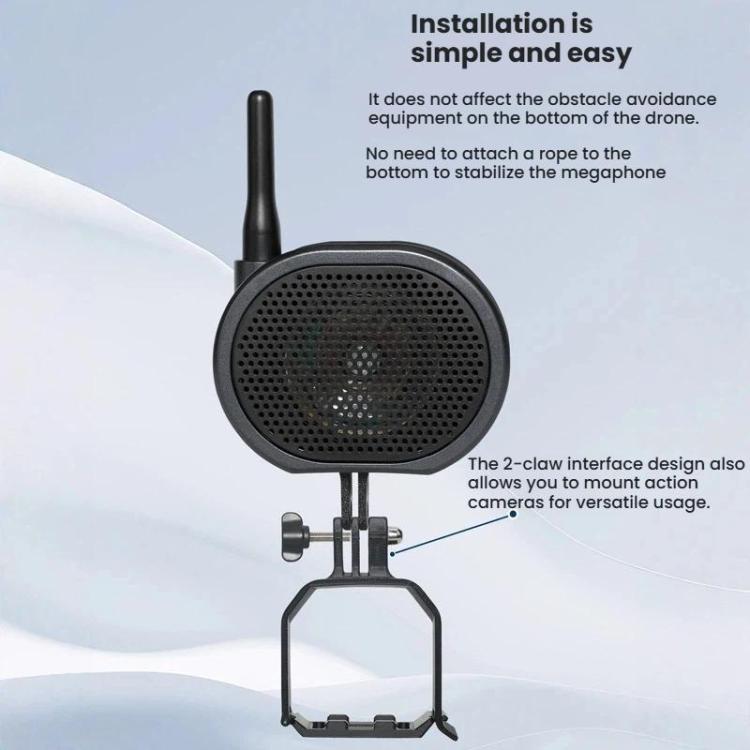 Drone Megaphone for DJI Mini 4 Pro 2000M Long Distance Wireless Speaker 120dB High Volume Loudspeaker - Black