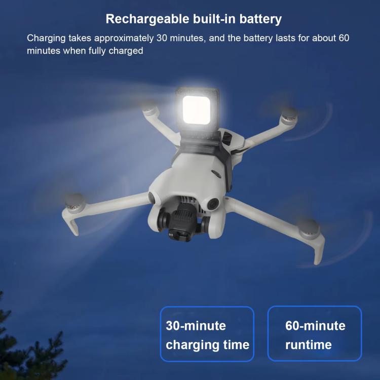 For DJI Mini 4 Pro Ultra Bright Night Flight Light 180-degree Adjustable LED Searchlight with 3 Light Modes - Black
