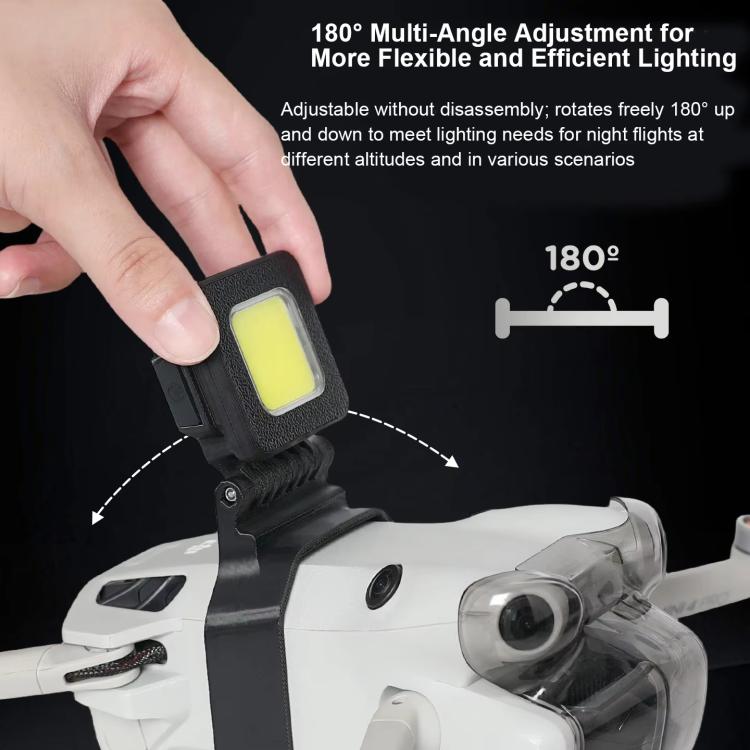 For DJI Mini 4 Pro Ultra Bright Night Flight Light 180-degree Adjustable LED Searchlight with 3 Light Modes - Black