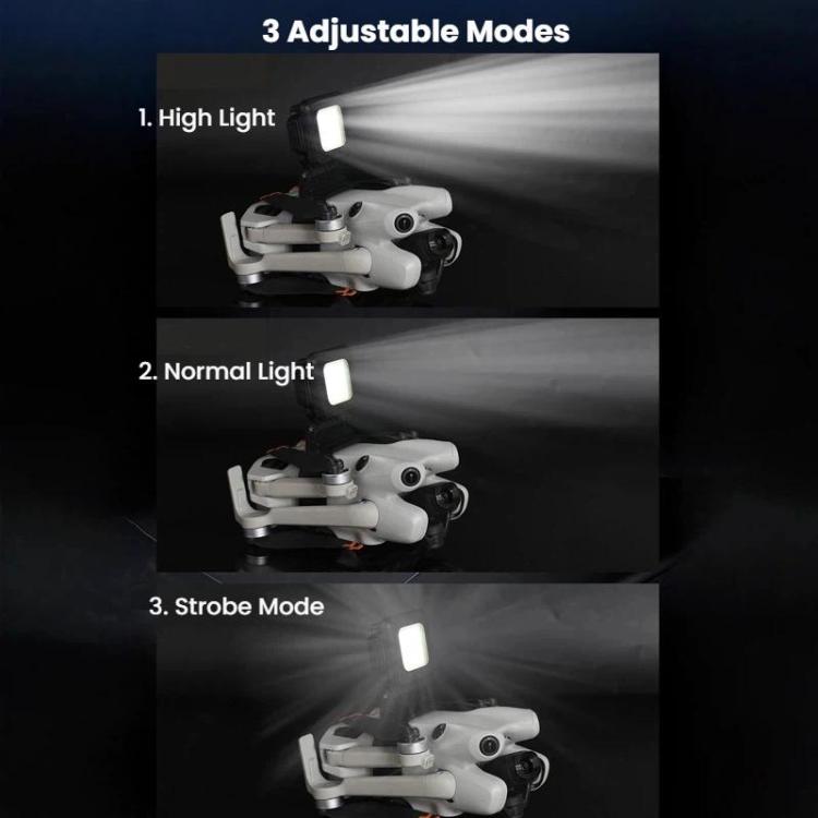 For DJI Mini 4 Pro Ultra Bright Night Flight Light 180-degree Adjustable LED Searchlight with 3 Light Modes - Black