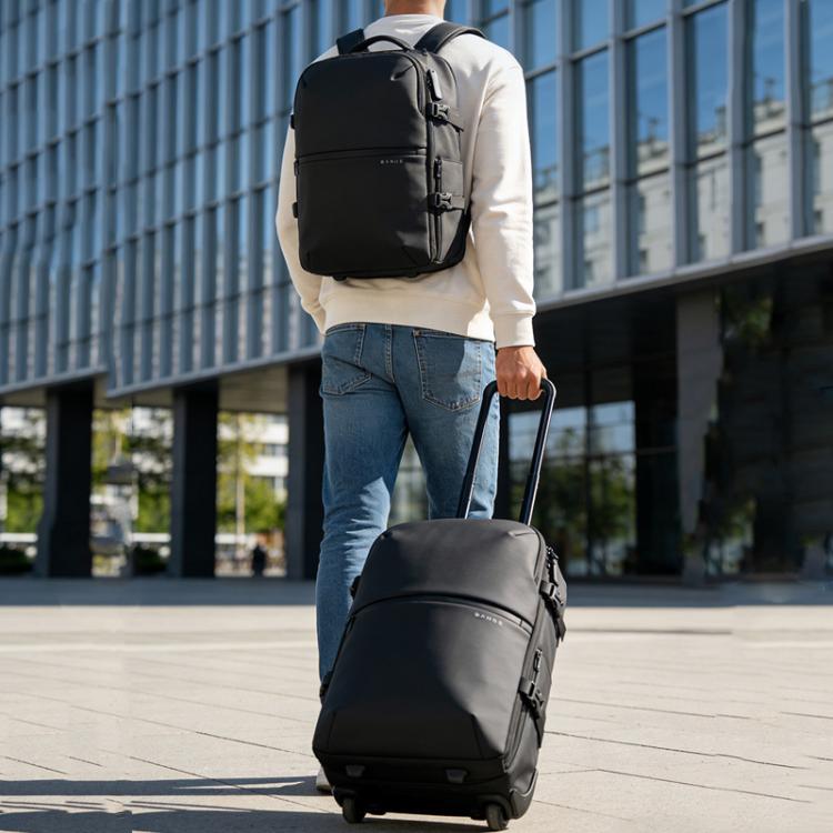 BANGE BG-8150 Business Travel Rolling Backpack Large Capacity Laptop Trip Bag - Black