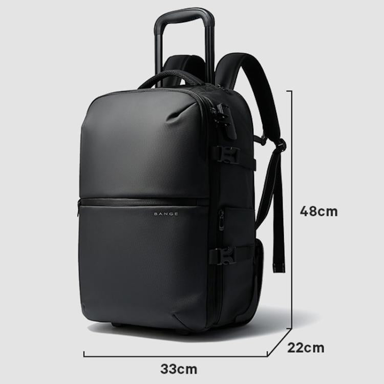 BANGE BG-8150 Business Travel Rolling Backpack Large Capacity Laptop Trip Bag - Black