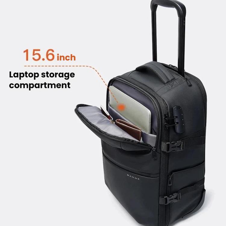 BANGE BG-8150 Business Travel Rolling Backpack Large Capacity Laptop Trip Bag - Black