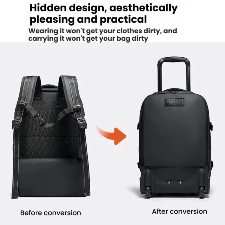 BANGE BG-8150 Business Travel Rolling Backpack Large Capacity Laptop Trip Bag - Black