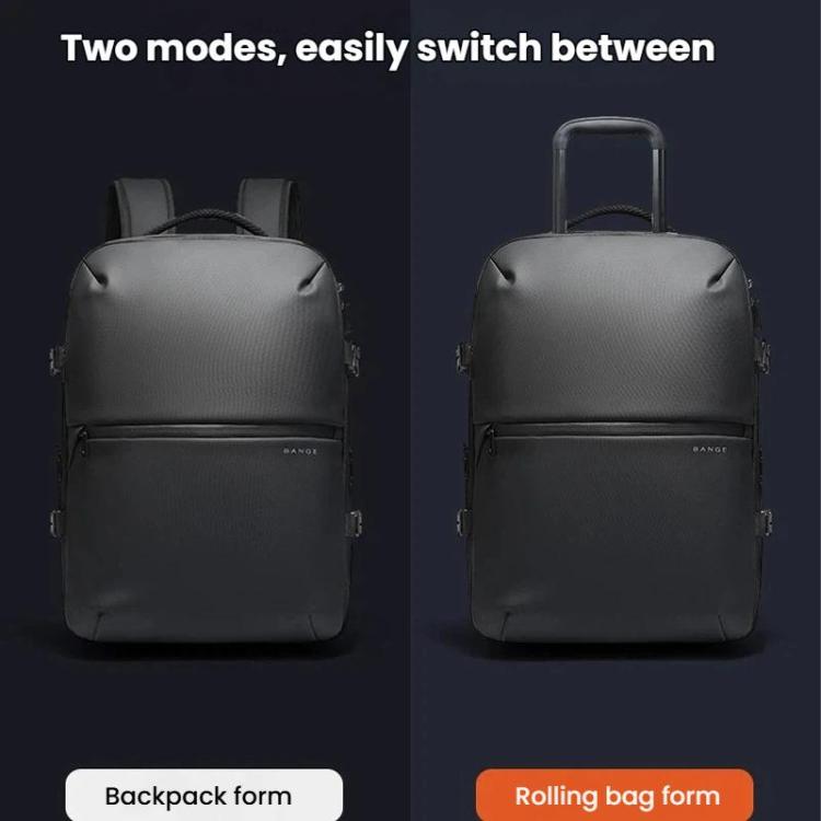 BANGE BG-8150 Business Travel Rolling Backpack Large Capacity Laptop Trip Bag - Black