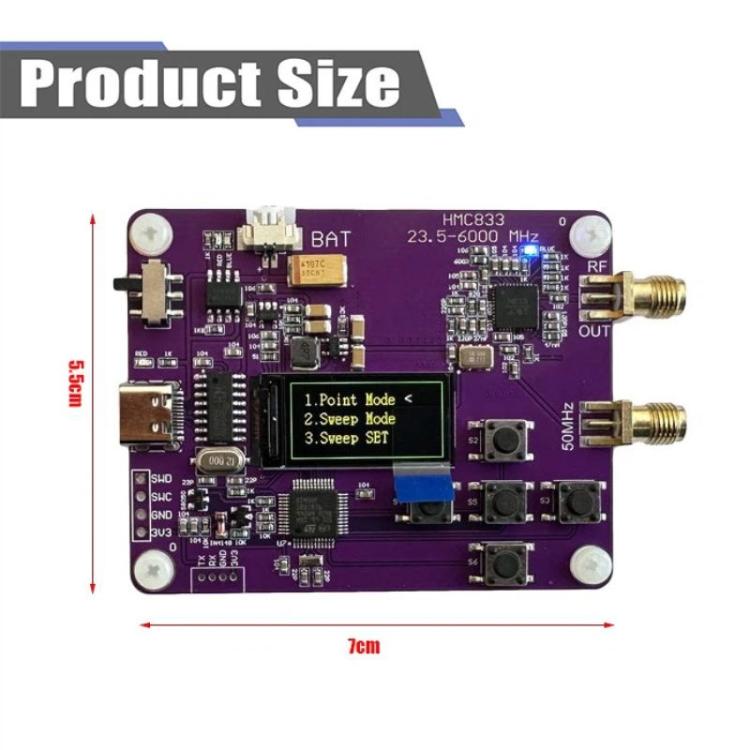 23.5MHz-6000MHz Button-operated RF Signal Generator With OLED Screen Display HMC833 - 6G