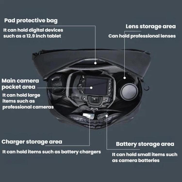 BANGE XJ329 Men DSLR Camera Bag Portable Travel Digital Bag Multifunctional Crossbody Bag - Black