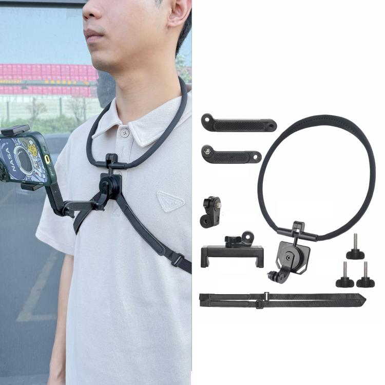 POV Neck Mount For Cell Phone & Action Camera Quick-Release Neck Holder With Extension Rod Extra Large With Strap