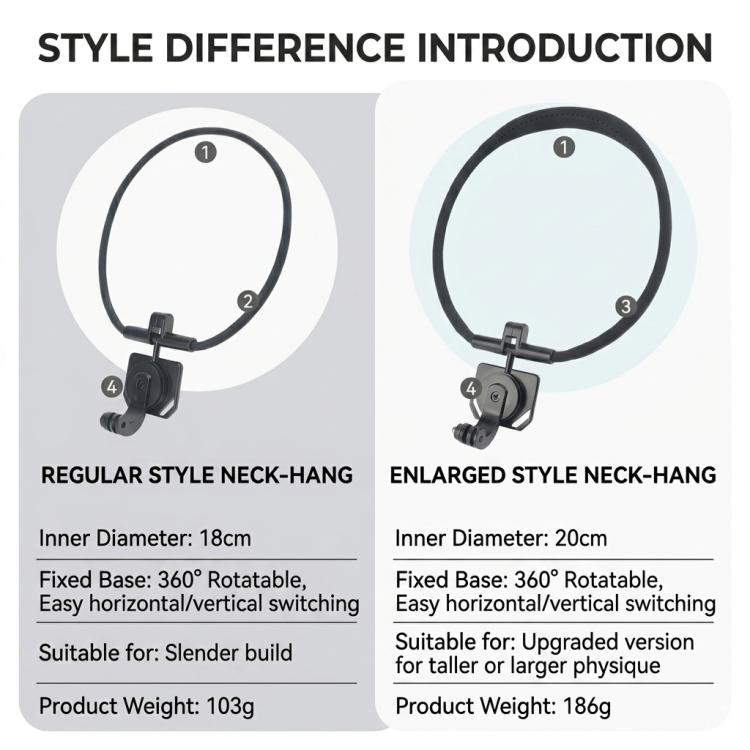 POV Neck Mount For Cell Phone & Action Camera Quick-Release Neck Holder With Extension Rod Extra Large With Strap
