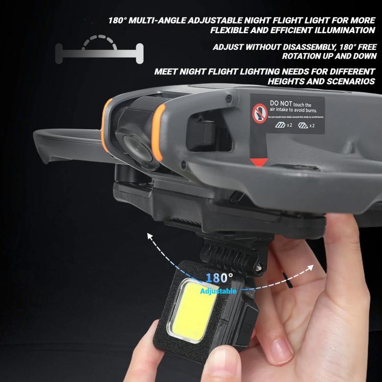 For DJI Avata 2 Night Flight Light Rechargeable LED Fill Light with 3 Light Modes, 180-degree Adjustable Angle Searchlight - Black