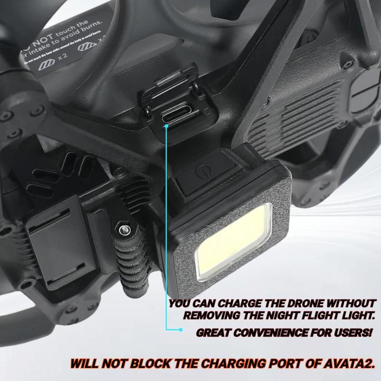 For DJI Avata 2 Night Flight Light Rechargeable LED Fill Light with 3 Light Modes, 180-degree Adjustable Angle Searchlight - Black