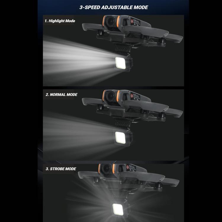 For DJI Avata 2 Night Flight Light Rechargeable LED Fill Light with 3 Light Modes, 180-degree Adjustable Angle Searchlight - Black